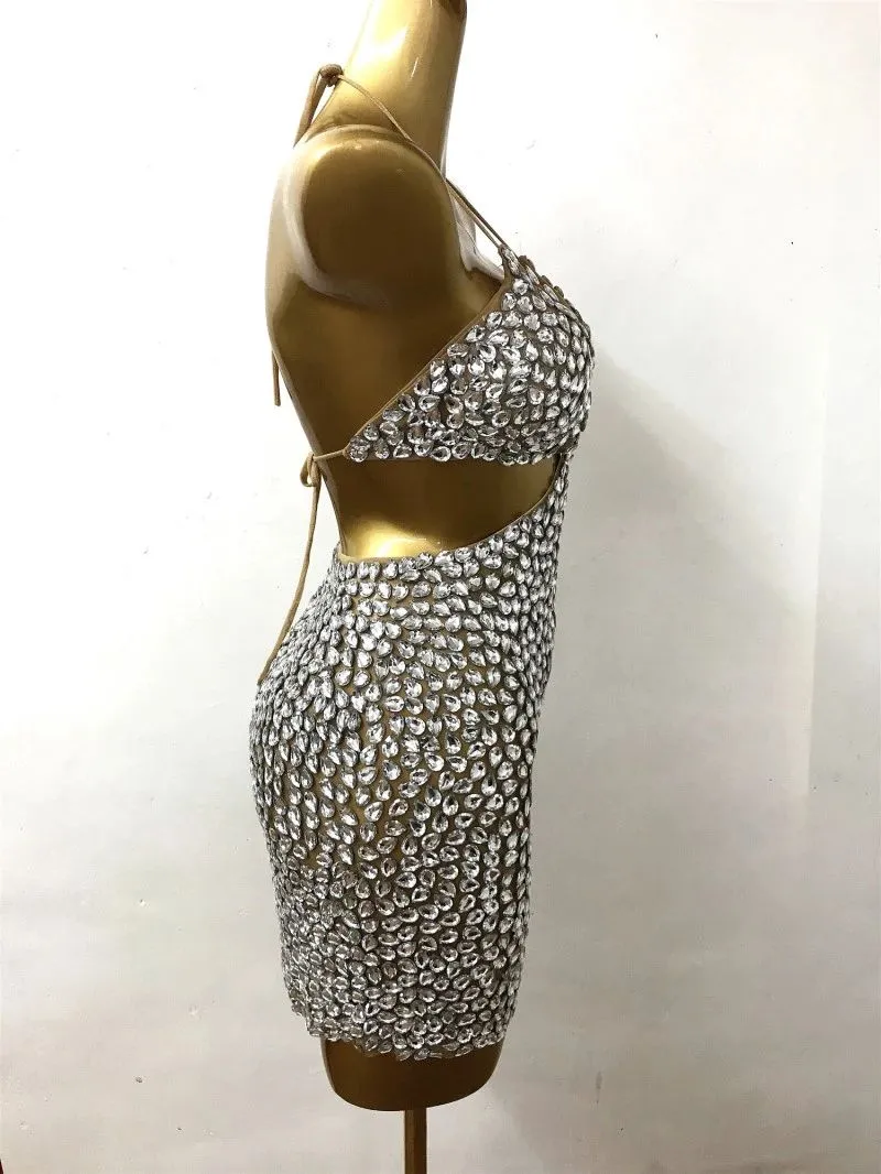 Hollow Out Sexy Rhinestones Dress