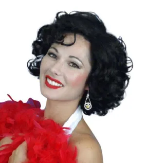 Hollywood Short Black Wavy Women's 20's Movie Star Costume Wig