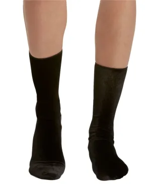 HUE Womens Retro Slouchy Velvet Crew Socks Black