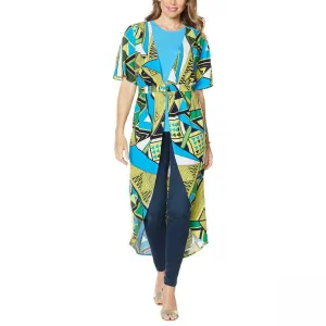 IMAN Women's City Chic Printed Empire Waist Duster