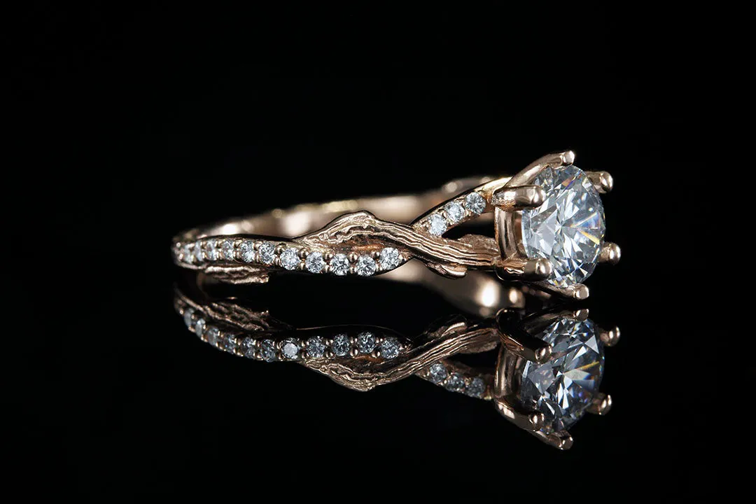 INTERLACE DIAMOND TWIG ROSE GOLD ENGAGEMENT RING