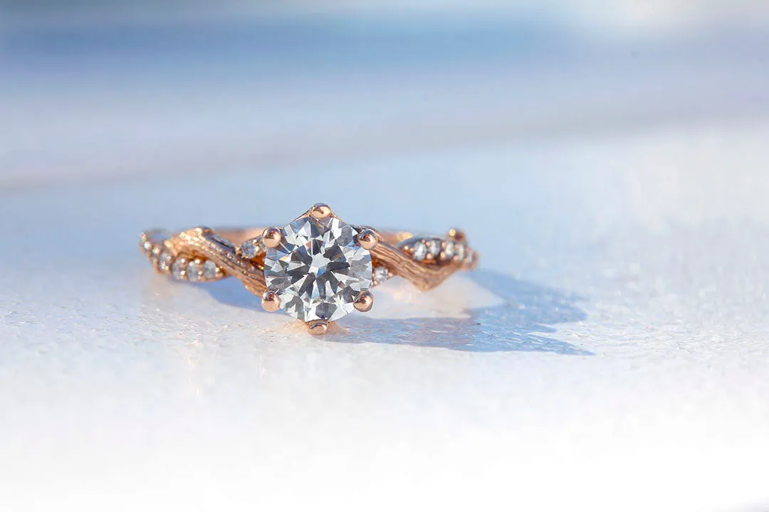INTERLACE DIAMOND TWIG ROSE GOLD ENGAGEMENT RING