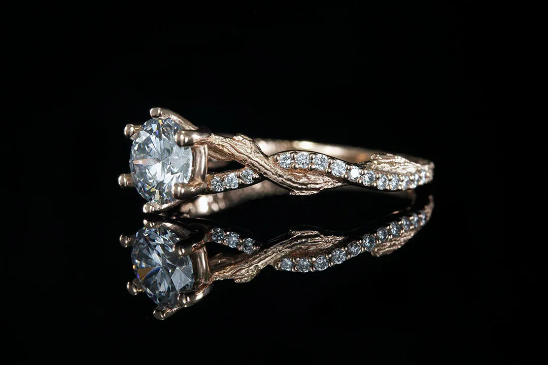 INTERLACE DIAMOND TWIG ROSE GOLD ENGAGEMENT RING