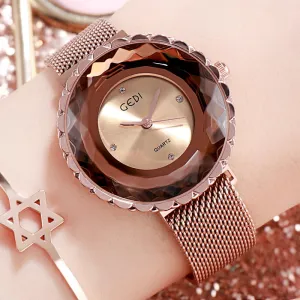 Irregular Dial Mesh Strap Women's Watch