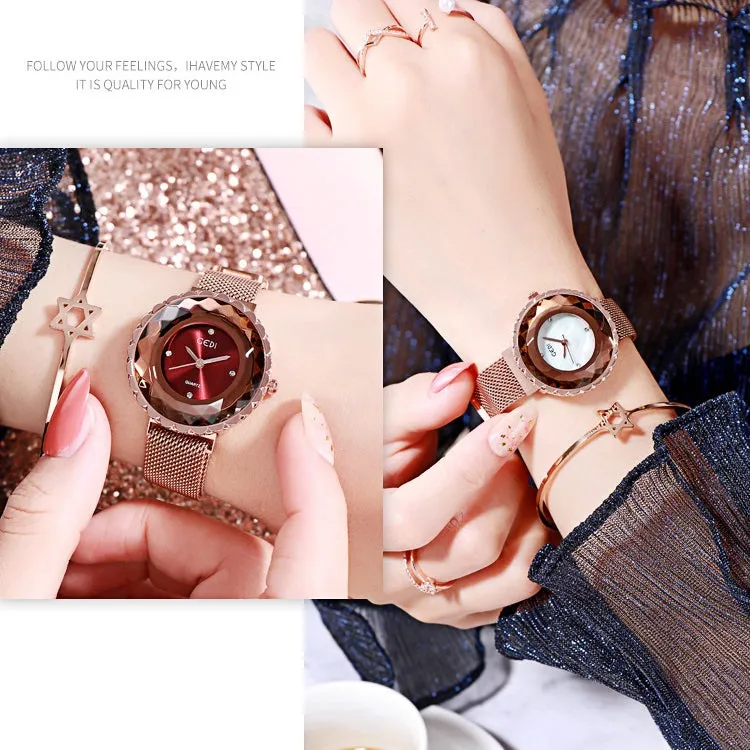 Irregular Dial Mesh Strap Women's Watch