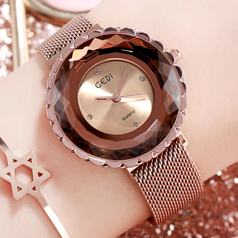 Irregular Dial Mesh Strap Women's Watch