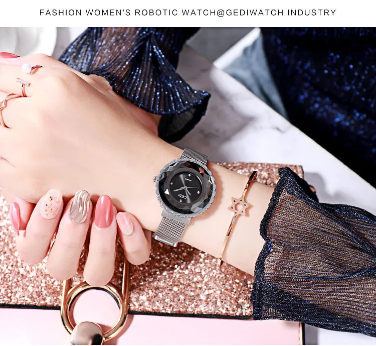 Irregular Dial Mesh Strap Women's Watch