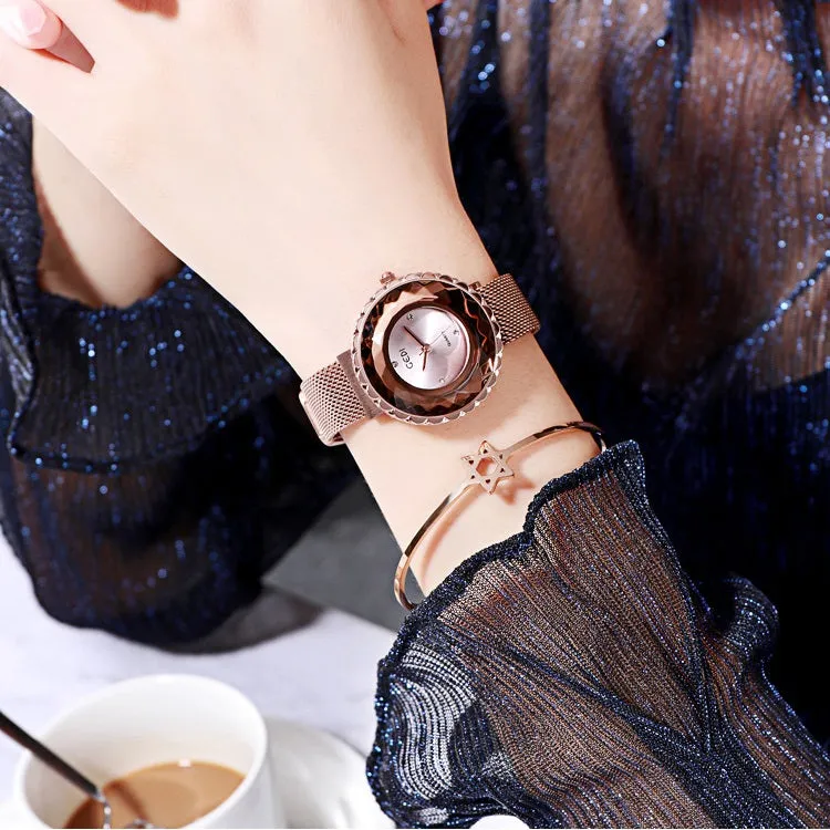 Irregular Dial Mesh Strap Women's Watch