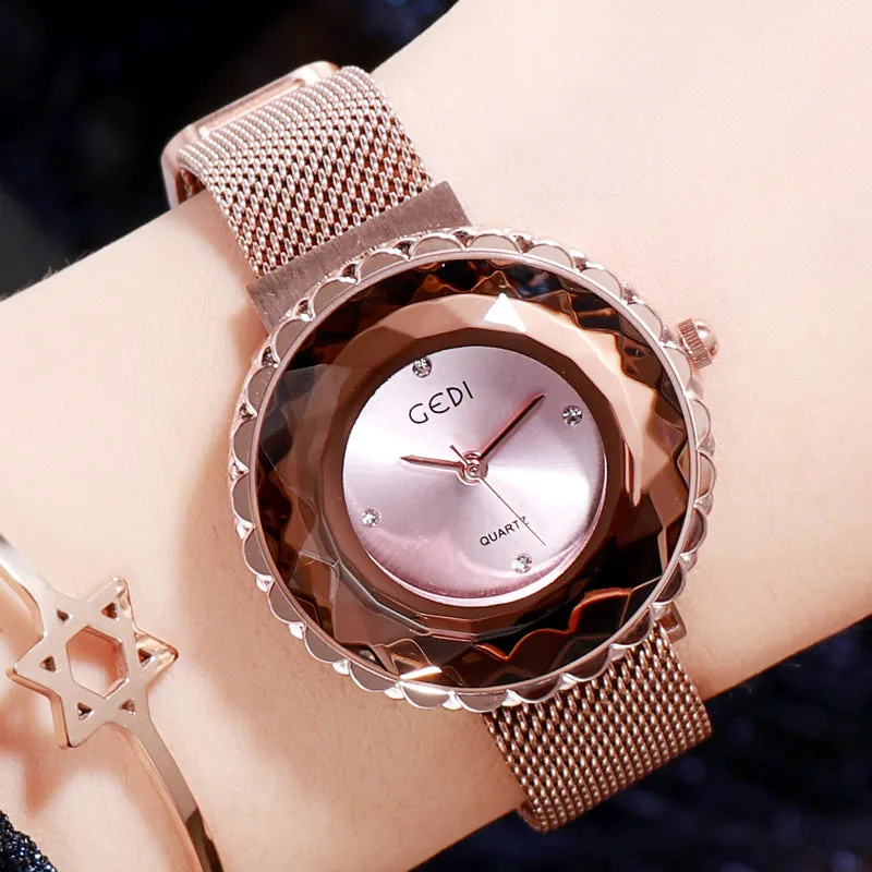 Irregular Dial Mesh Strap Women's Watch