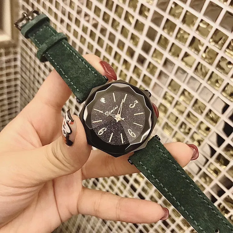 Irregular Frame Fur Strap Women's Watch
