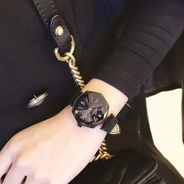 Irregular Frame Fur Strap Women's Watch