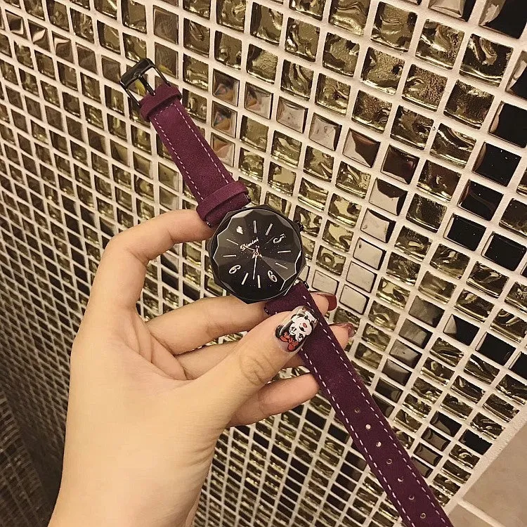 Irregular Frame Fur Strap Women's Watch