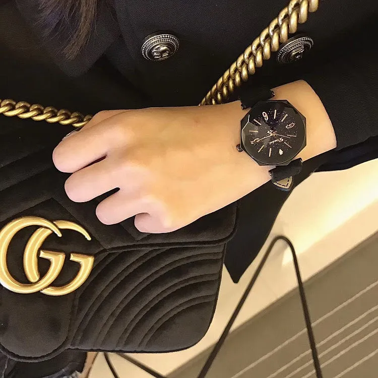 Irregular Frame Fur Strap Women's Watch