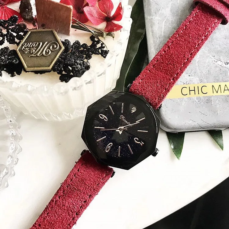 Irregular Frame Fur Strap Women's Watch