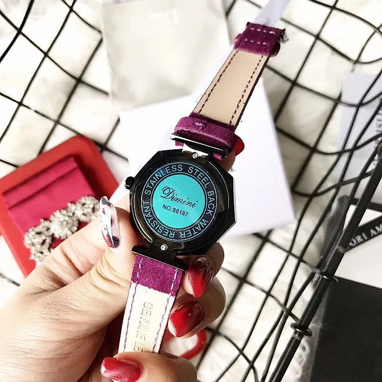 Irregular Frame Fur Strap Women's Watch
