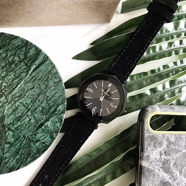 Irregular Frame Fur Strap Women's Watch