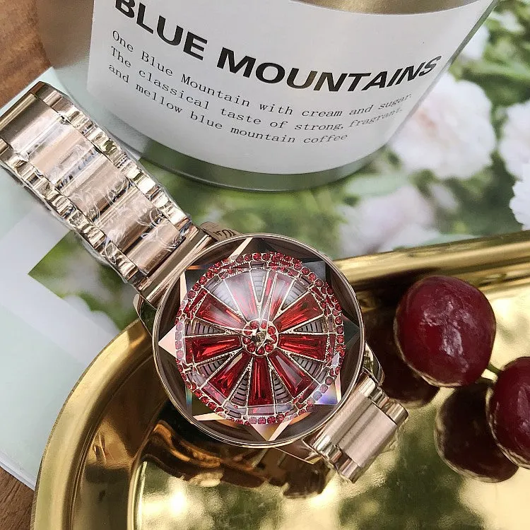 Irregular Mirror Rotatable Dial Women's Watch