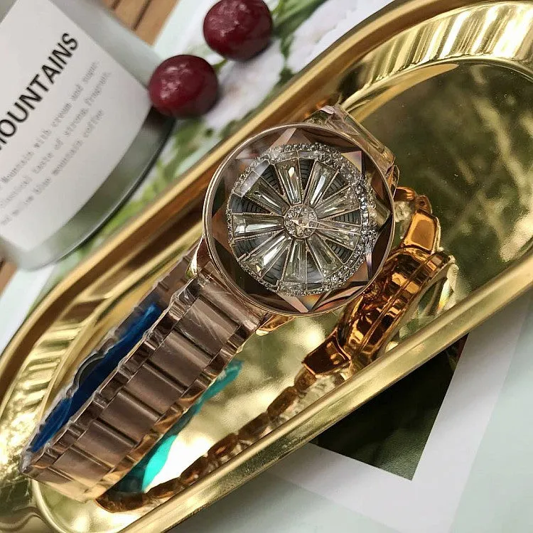 Irregular Mirror Rotatable Dial Women's Watch