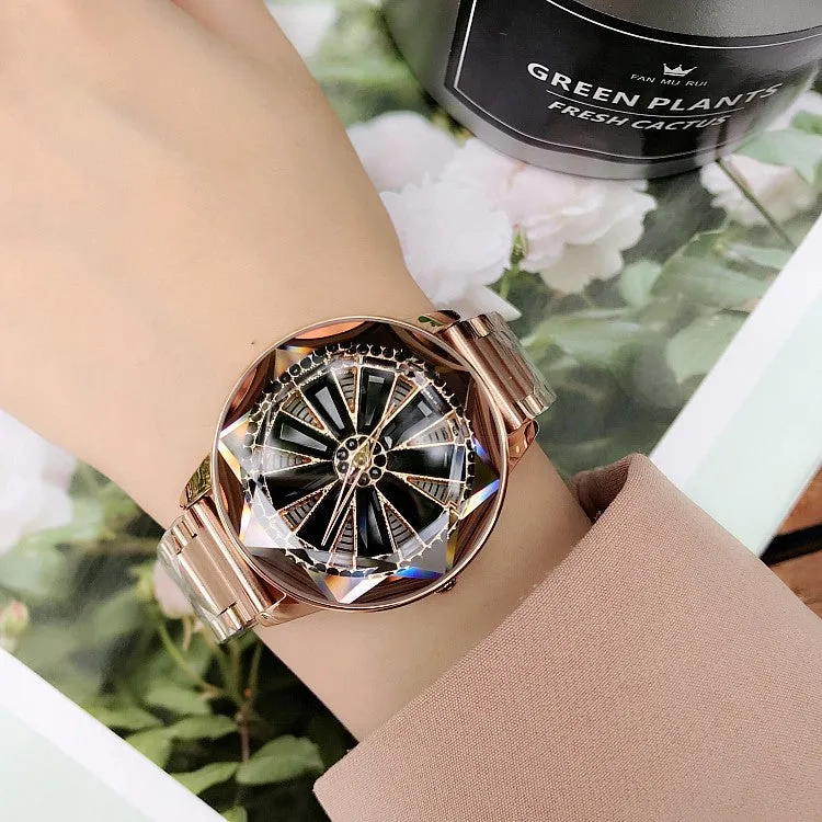 Irregular Mirror Rotatable Dial Women's Watch