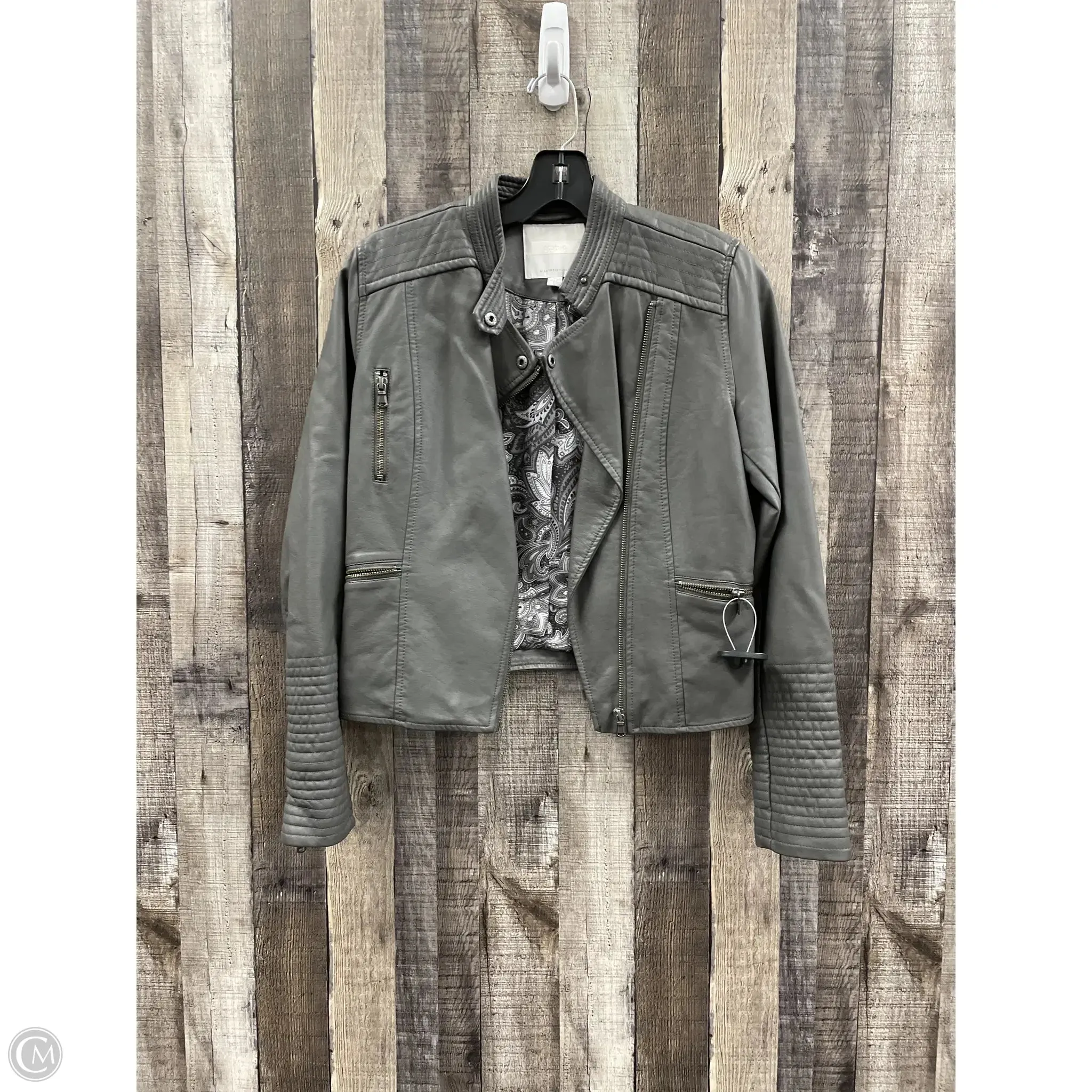 Jacket Moto By Anthropologie In Grey, Size: Xs