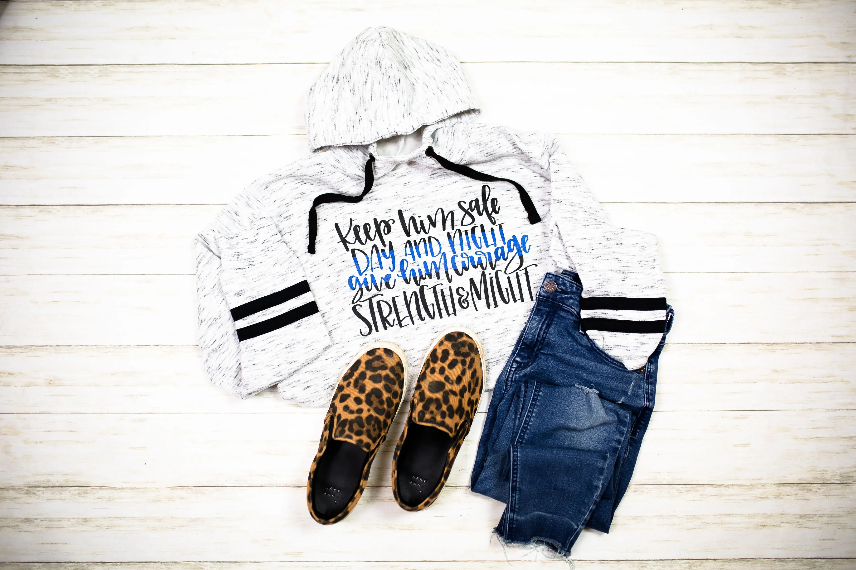 Keep Him Safe Day and Night © Ladies Mélange Fleece Hoodie (TBL)