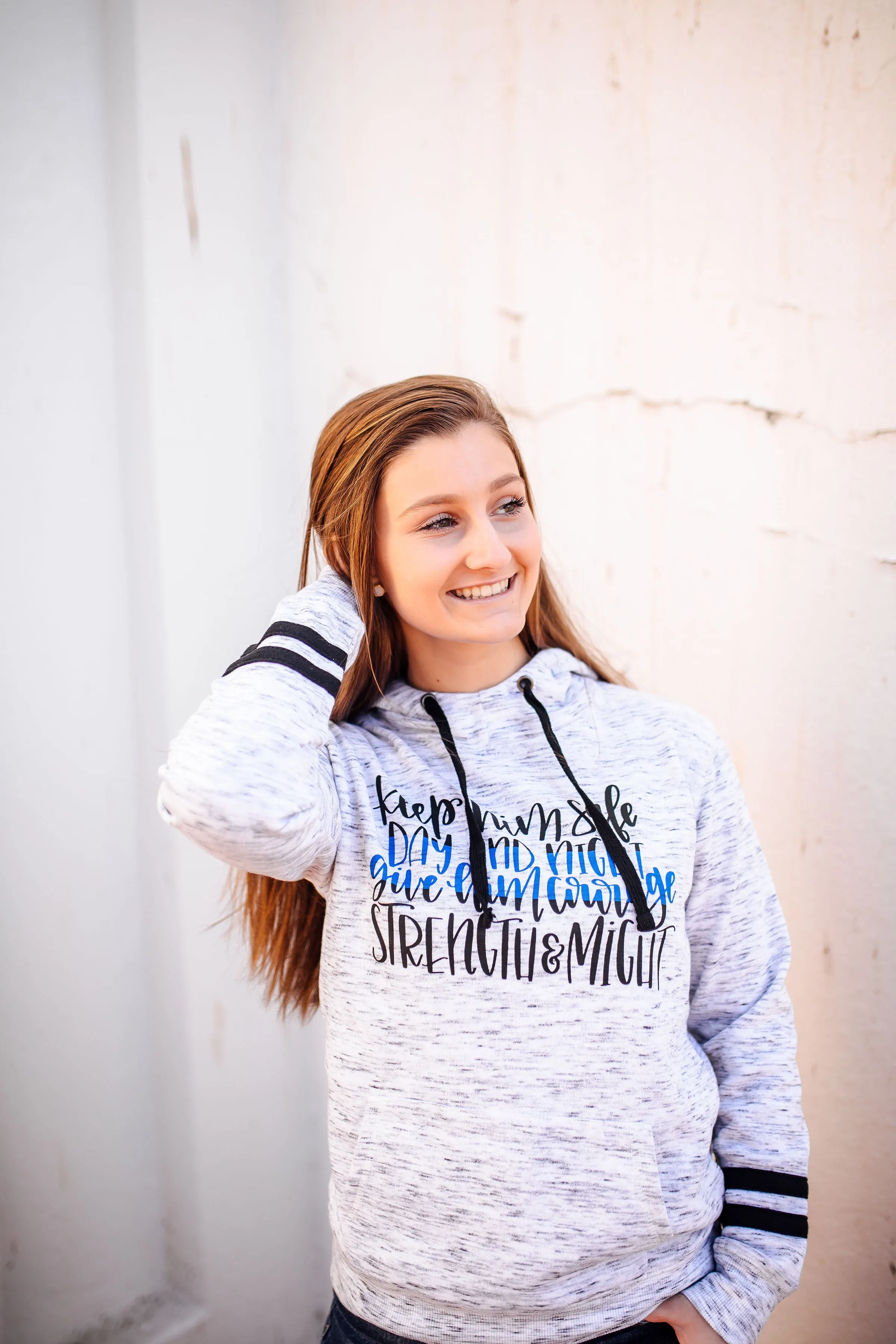 Keep Him Safe Day and Night © Ladies Mélange Fleece Hoodie (TBL)