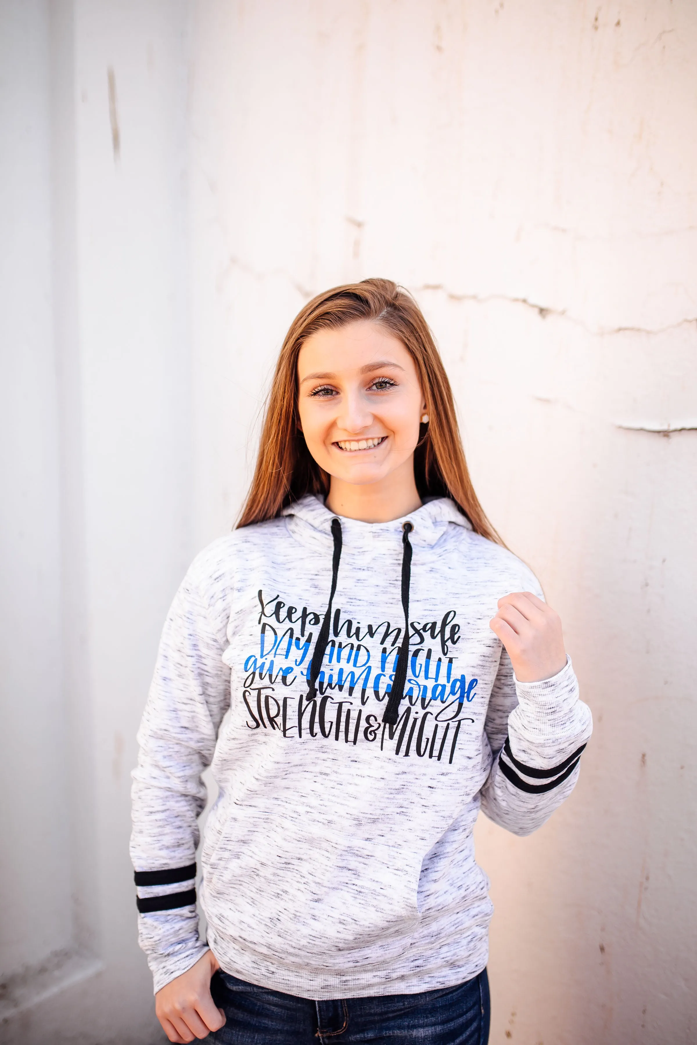 Keep Him Safe Day and Night © Ladies Mélange Fleece Hoodie (TBL)