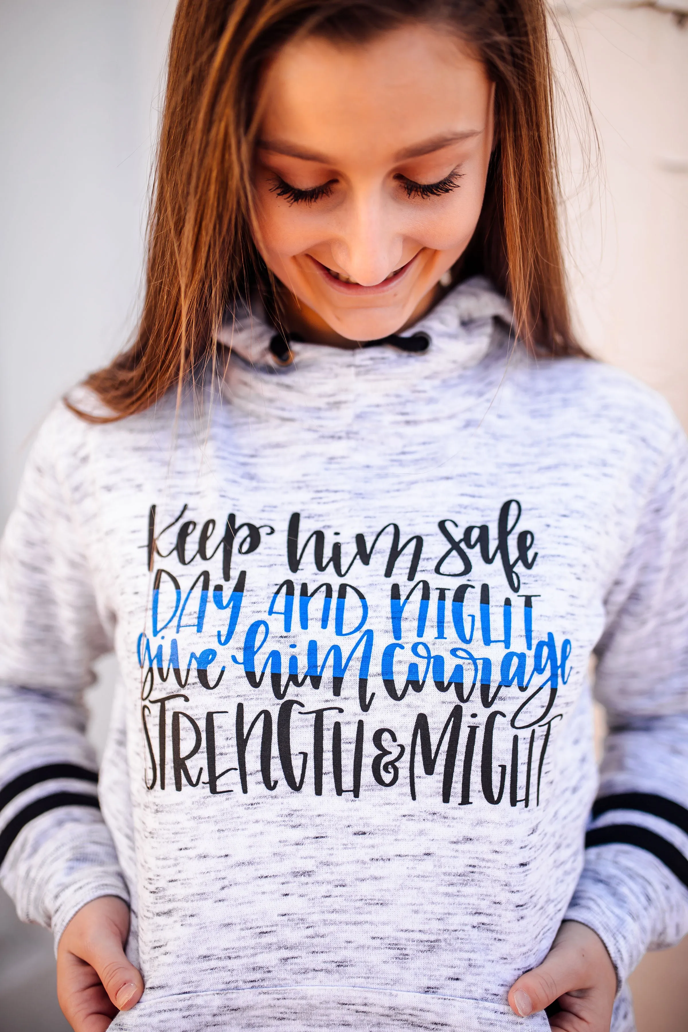Keep Him Safe Day and Night © Ladies Mélange Fleece Hoodie (TBL)