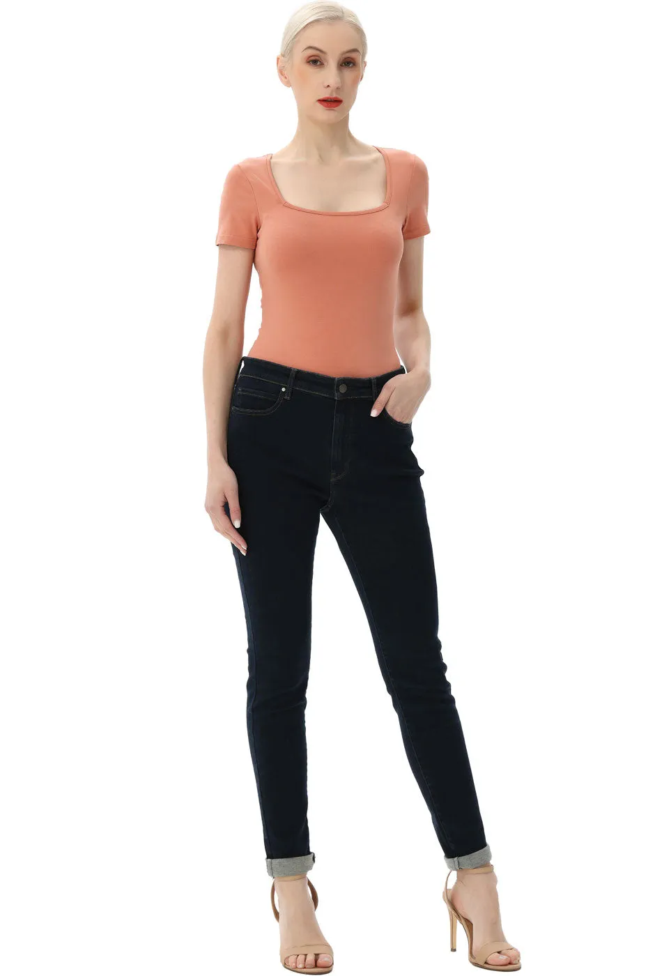 Kimi   Kai Women's Square Neck Basic Bodysuit