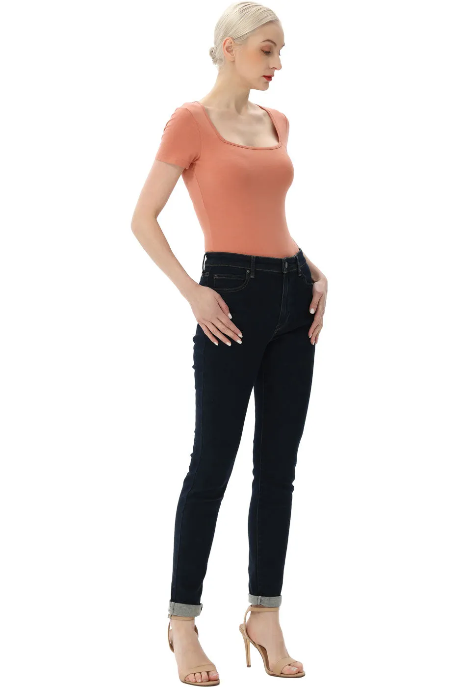 Kimi   Kai Women's Square Neck Basic Bodysuit