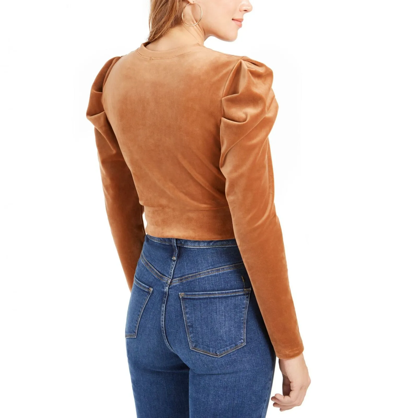 Kit   Sky Women's Junior Fit Velvet Puff-Sleeve Top