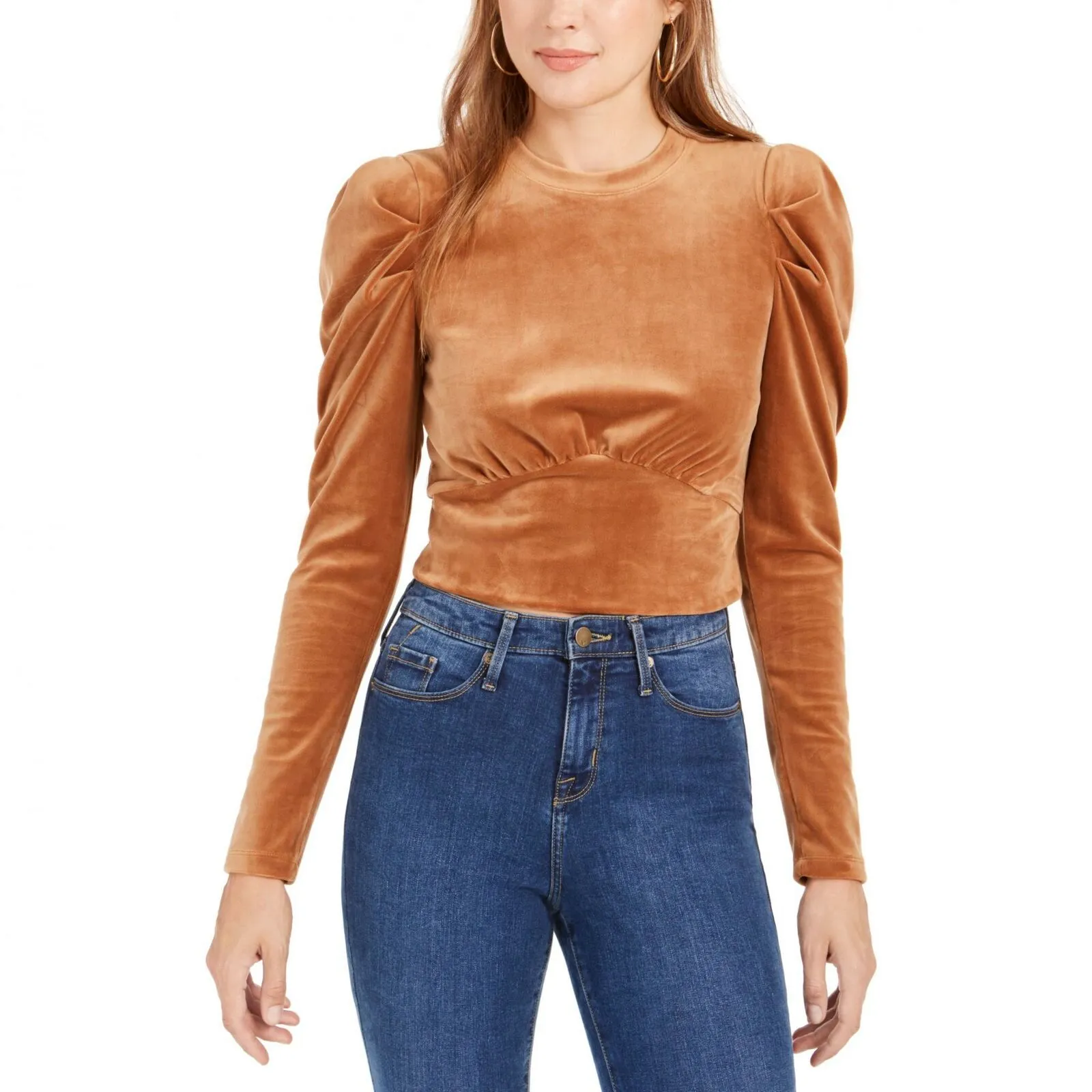 Kit   Sky Women's Junior Fit Velvet Puff-Sleeve Top