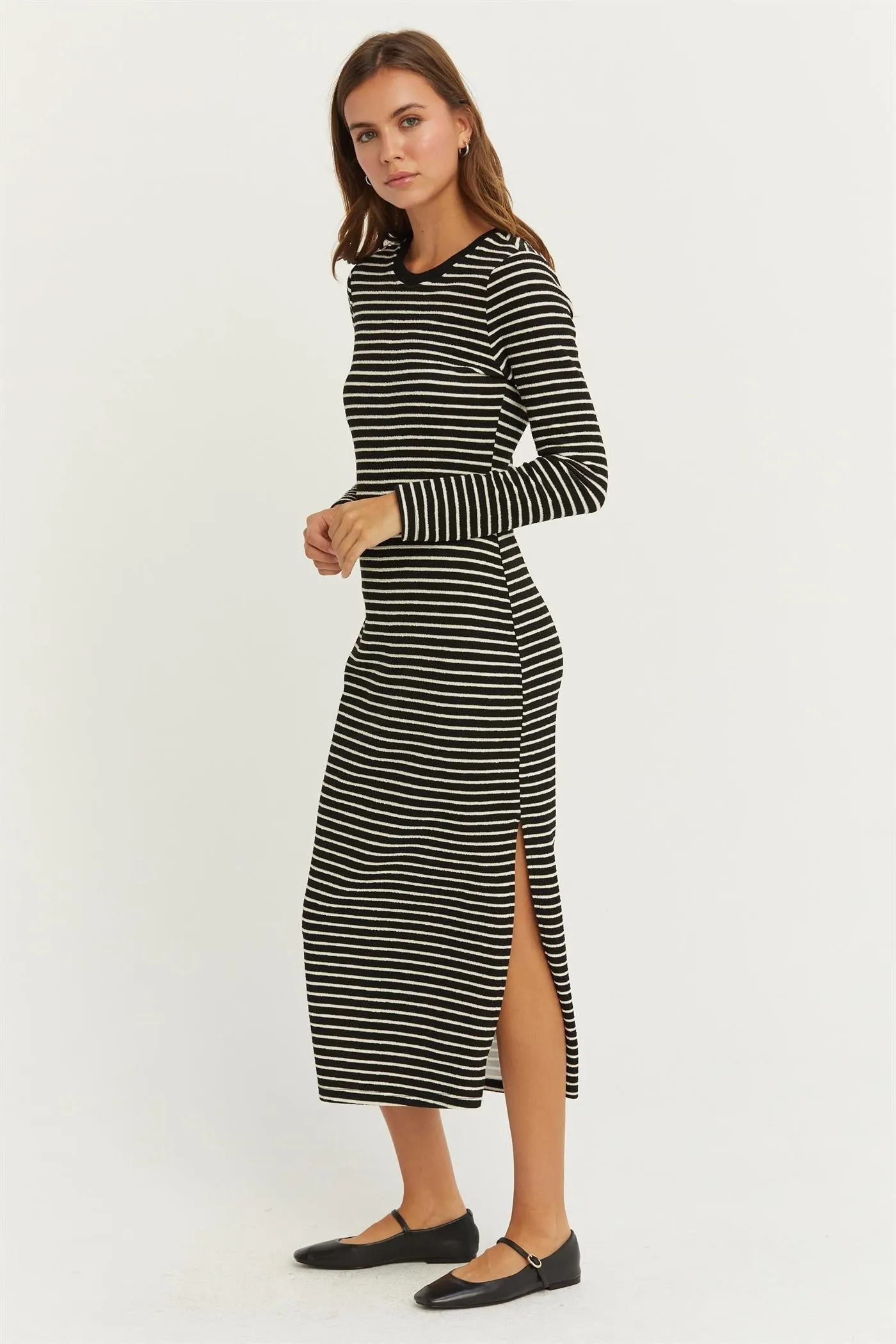 Knit Striped Midi Dress
