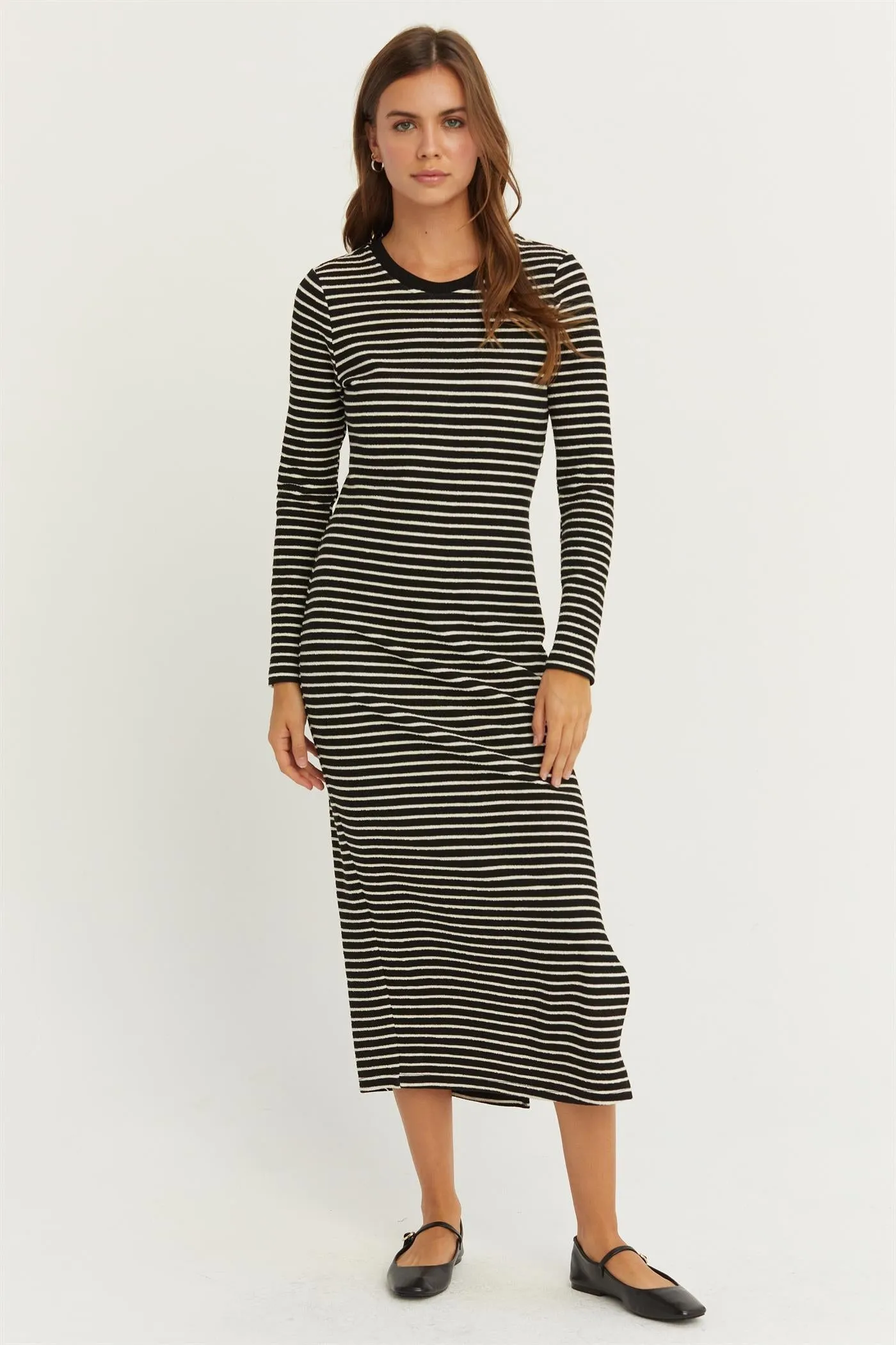 Knit Striped Midi Dress
