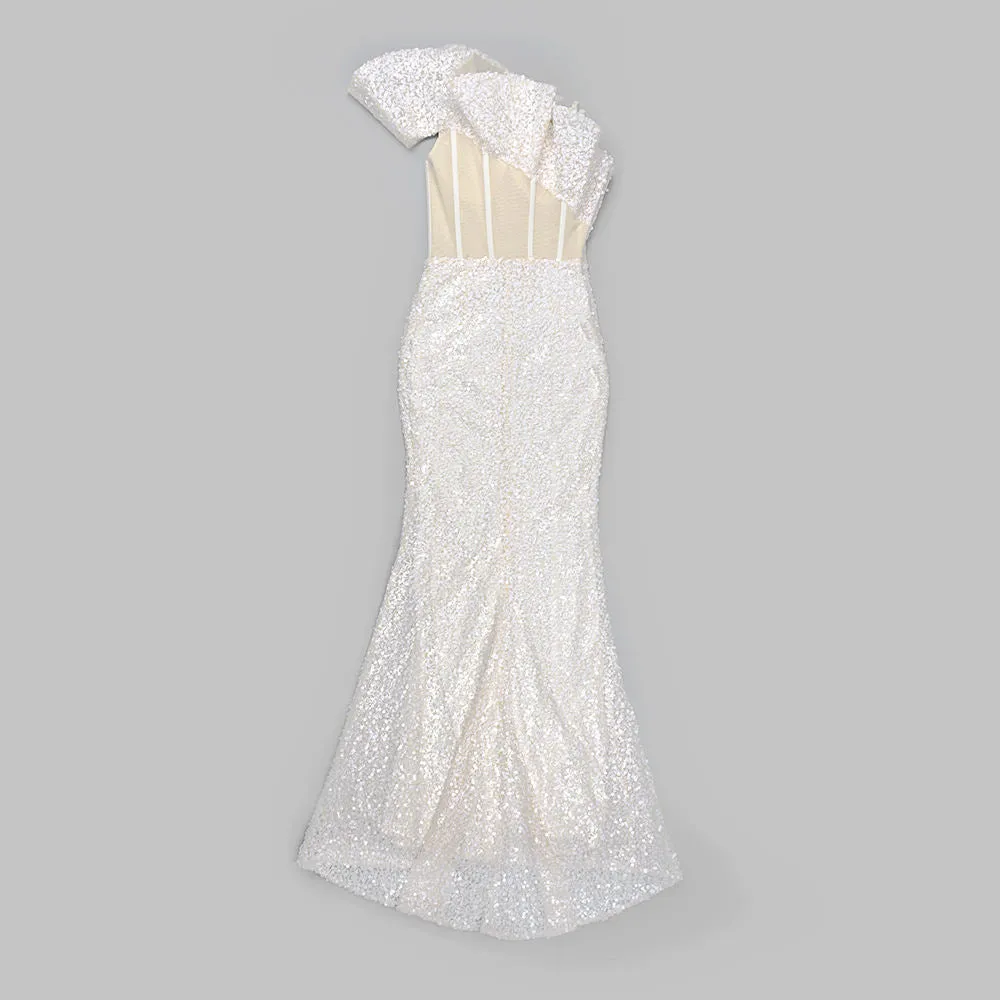 Lace Fabric Shiny Dress Luxury Dress Crystal Sequins