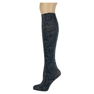 Lace Trellis on Smoke Knee Highs