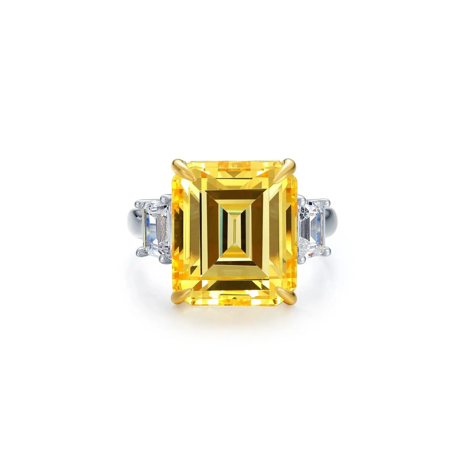 Lafonn Simulated Diamond & Canary 3-Stone Engagement Ring 8R024CAT05