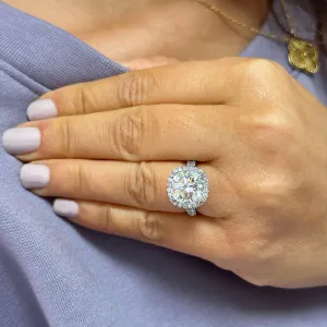Large 6.00Ctw Women's 14k Solid White Gold Cushion Cut Moissanite And Natural Diamond Engagement Ring Bridal Wedding Halo