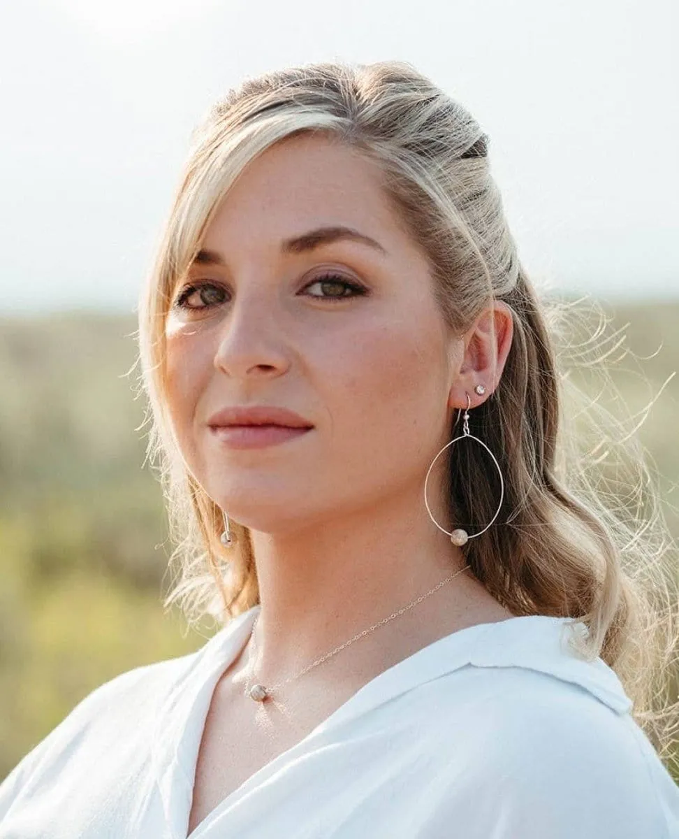 Large Bead Hoops Earrings Jasper Gold