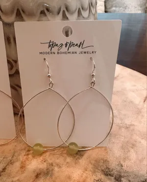 Large Bead Hoops Earrings Spring Green