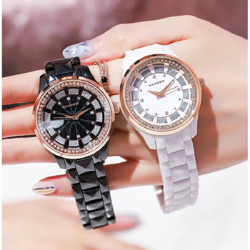Large Dial Ceramic Strap Women's Watch
