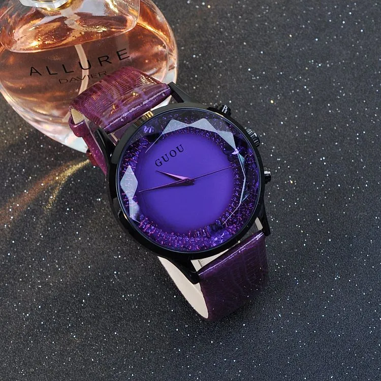 Large Dial Leather Strap Women's Watch