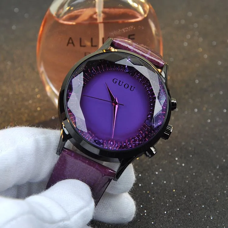 Large Dial Leather Strap Women's Watch