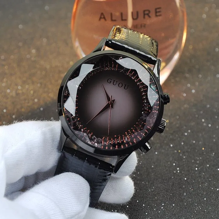 Large Dial Leather Strap Women's Watch