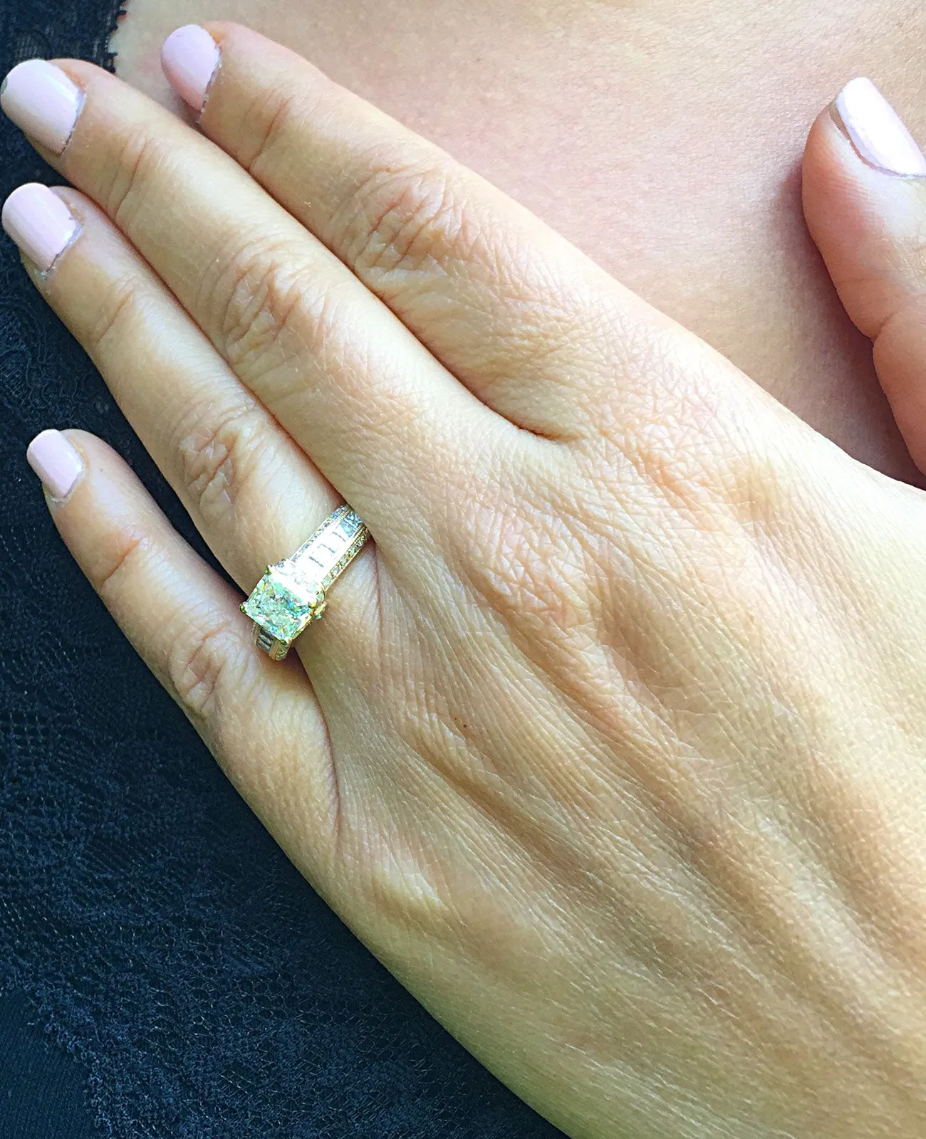 Large Heavy Women's 14k solid yellow gold princess cut forever one moissanite and natural diamond engagement ring Bridal Wedding 2.00ct