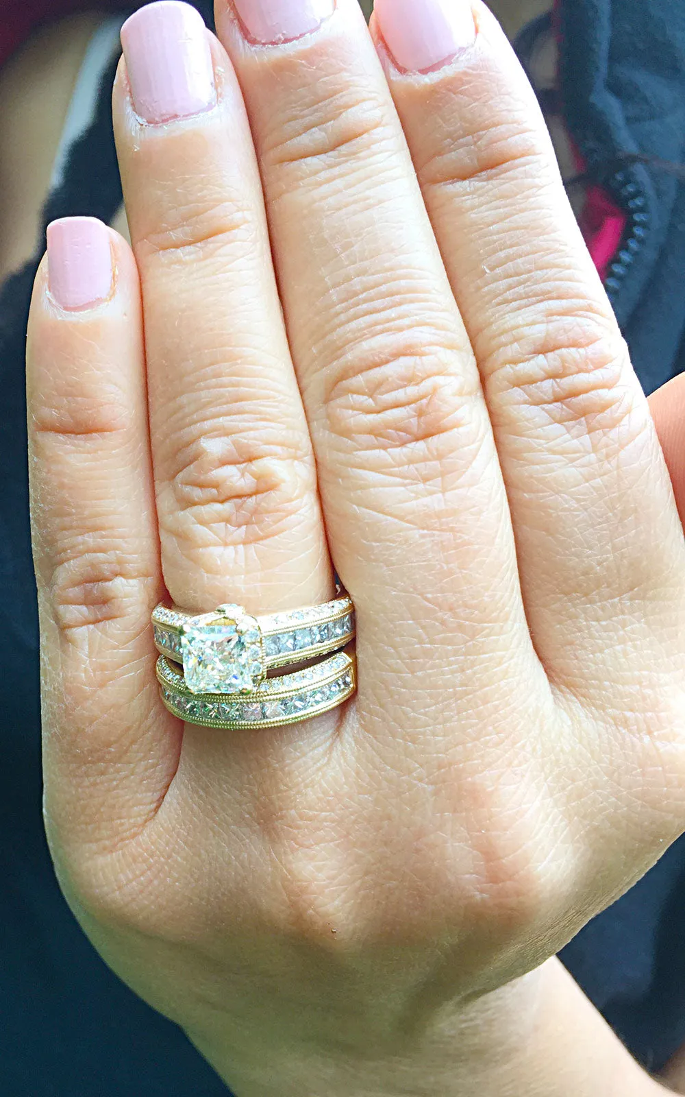 Large Heavy Women's 14k solid yellow gold princess cut forever one moissanite and natural diamond engagement ring Bridal Wedding 3.00ct
