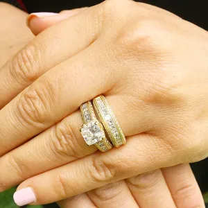 Large Heavy Women's 14k solid yellow gold princess cut forever one moissanite and natural diamond engagement ring Bridal Wedding 3.00ct