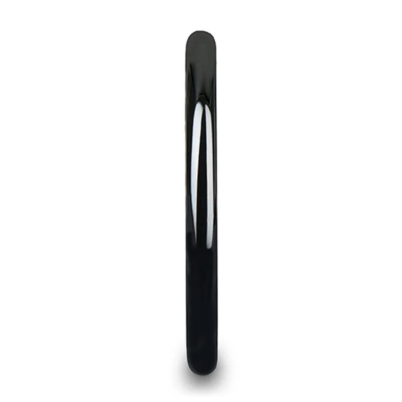 LAUREEN | Women's Black Ceramic Ring, Shiny Domed