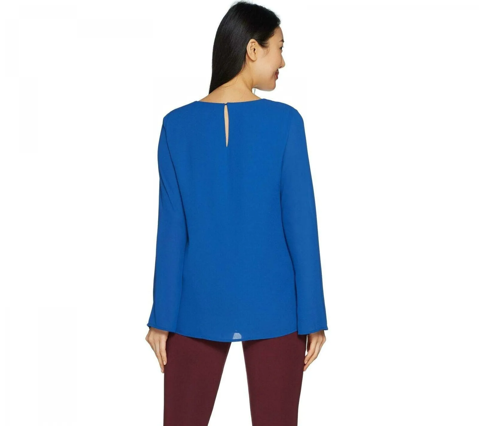 Laurie Felt Women's Blouse with Link Neck Detail Cobalt Blue Large