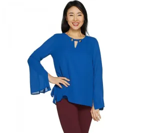 Laurie Felt Women's Blouse with Link Neck Detail Cobalt Blue Large